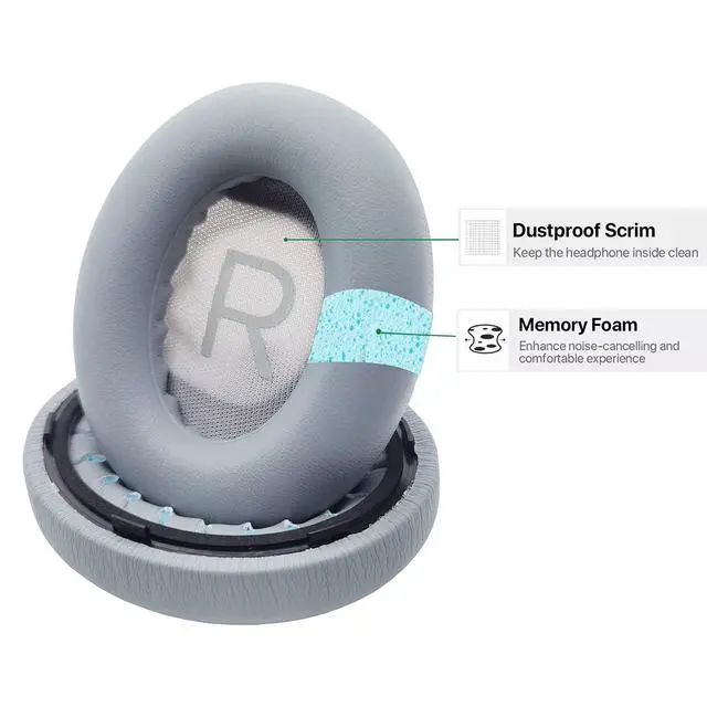 Alt view image 2 of 5 - Replacement Ear Pads for Bose 700 Headphones - NC700 Ear Pads Cushion | Memory Foam Cushion Tips, Noise Cancelling, Soft & Comfortable, Silver