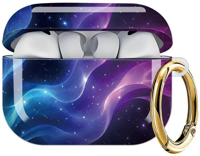 Main image of Case Compatible with AirPod Pro 3 2025, Cute Protective Cover with Keychain for AirPod Pro 3rd Generation, Full Protection Case for Women Girls(Cosmic Waves Starry Night Glow)