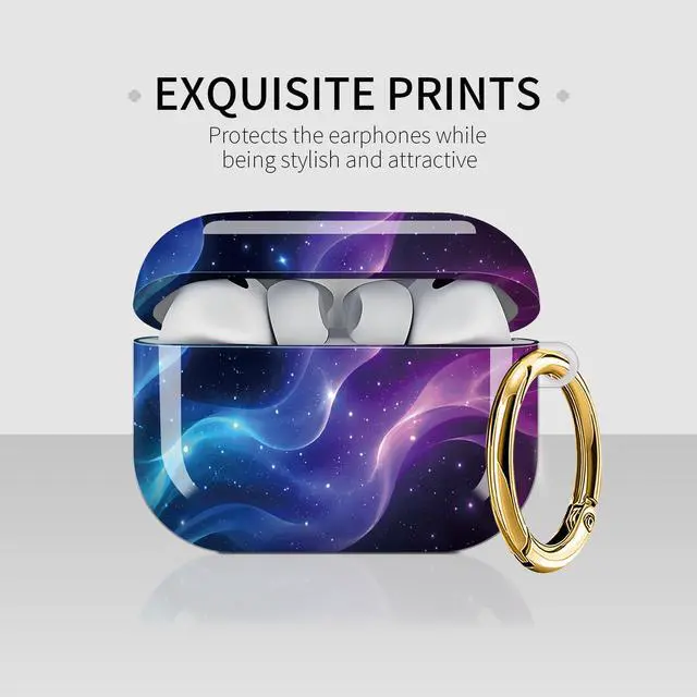 Alt view image 3 of 7 - Case Compatible with AirPod Pro 3 2025, Cute Protective Cover with Keychain for AirPod Pro 3rd Generation, Full Protection Case for Women Girls(Cosmic Waves Starry Night Glow)