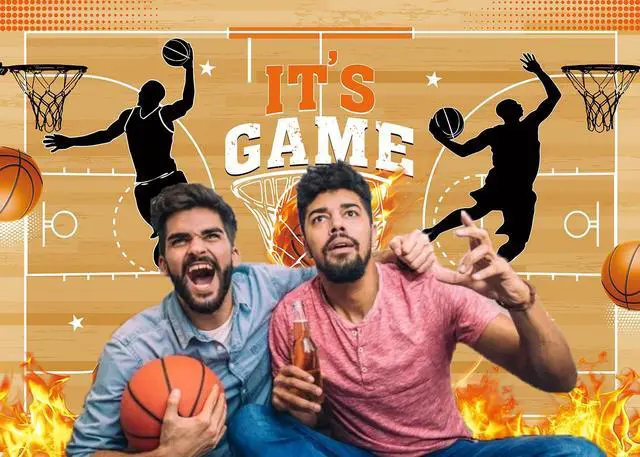 Alt view image 5 of 7 - Basketball Theme Backdrop It's Game Time Basketball Birthday Background Kids Men Boys Sport Happy Birthday Party Banner Decorations 8x6FT