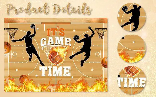 Alt view image 7 of 7 - Basketball Theme Backdrop It's Game Time Basketball Birthday Background Kids Men Boys Sport Happy Birthday Party Banner Decorations 8x6FT