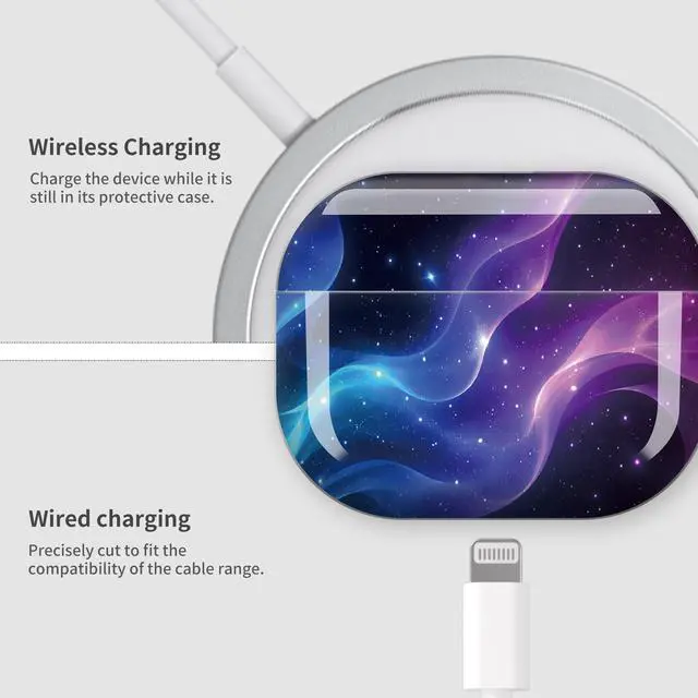 Alt view image 4 of 7 - Case Compatible with AirPod Pro 3 2025, Cute Protective Cover with Keychain for AirPod Pro 3rd Generation, Full Protection Case for Women Girls(Cosmic Waves Starry Night Glow)