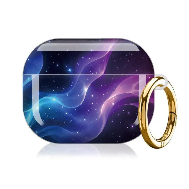 Alt view image 7 of 7 - Case Compatible with AirPod Pro 3 2025, Cute Protective Cover with Keychain for AirPod Pro 3rd Generation, Full Protection Case for Women Girls(Cosmic Waves Starry Night Glow)