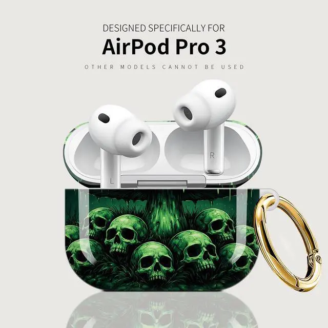 Alt view image 5 of 7 - Case Compatible with AirPod Pro 3 2025, Cute Protective Cover with Keychain for AirPod Pro 3rd Generation, Full Protection Case for Women Girls(Mushrooms Skull Forest)