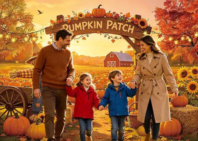 Alt view image 6 of 7 - Fall Pumpkin Patch Backdrop Autumn Farm Harvest Photography Background Thanksgiving Party Harvest Festival Kids Photoshoot Photo Booth Props 8x6FT