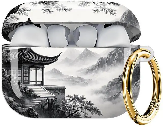 Main image of Case Compatible with AirPod Pro 3 2025, Cute Protective Cover with Keychain for AirPod Pro 3rd Generation, Full Protection Case for Women Girls(Mountain Clouds Tree Sky Birds)