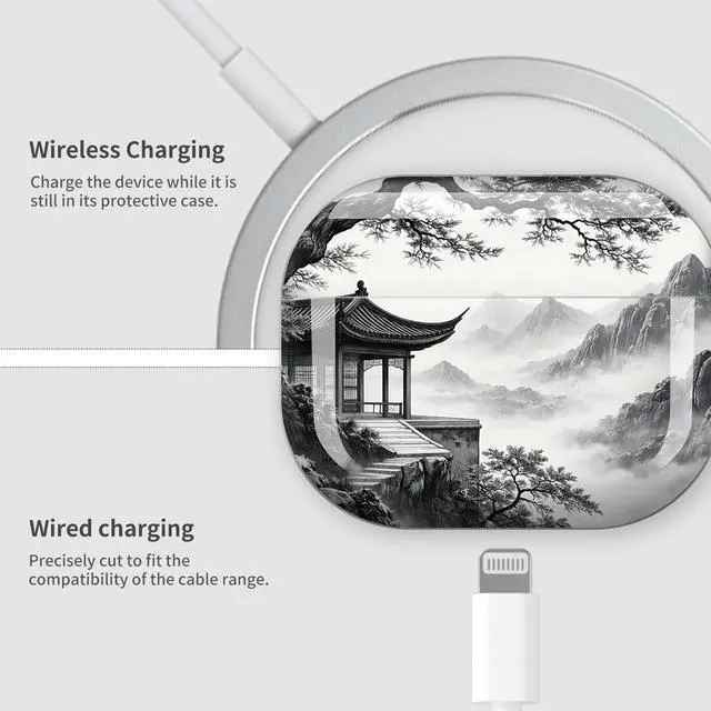 Alt view image 4 of 7 - Case Compatible with AirPod Pro 3 2025, Cute Protective Cover with Keychain for AirPod Pro 3rd Generation, Full Protection Case for Women Girls(Mountain Clouds Tree Sky Birds)