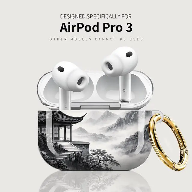 Alt view image 5 of 7 - Case Compatible with AirPod Pro 3 2025, Cute Protective Cover with Keychain for AirPod Pro 3rd Generation, Full Protection Case for Women Girls(Mountain Clouds Tree Sky Birds)
