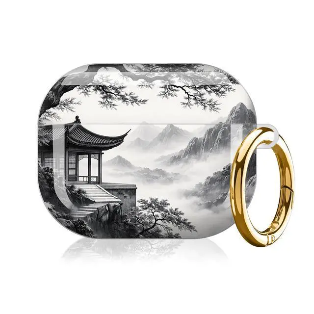 Alt view image 7 of 7 - Case Compatible with AirPod Pro 3 2025, Cute Protective Cover with Keychain for AirPod Pro 3rd Generation, Full Protection Case for Women Girls(Mountain Clouds Tree Sky Birds)
