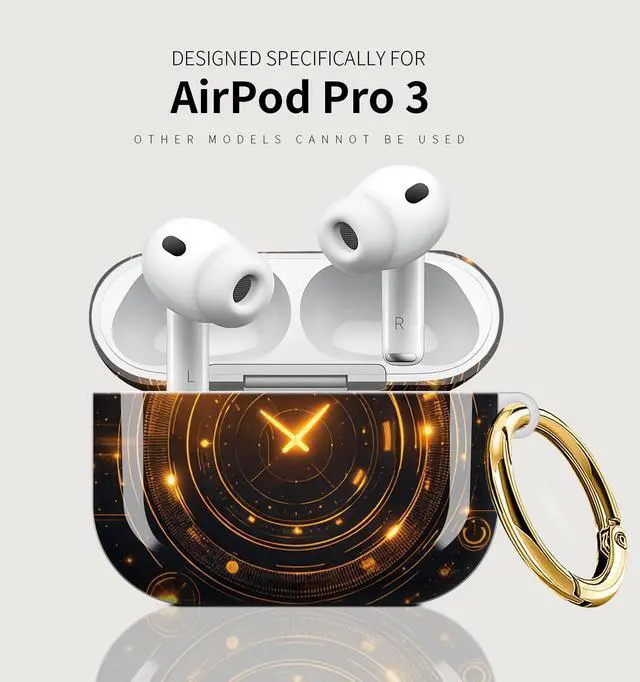 Alt view image 5 of 7 - Case Compatible with AirPod Pro 3 2025, Cute Protective Cover with Keychain for AirPod Pro 3rd Generation, Full Protection Case for Women Girls(Golden Cosmic)