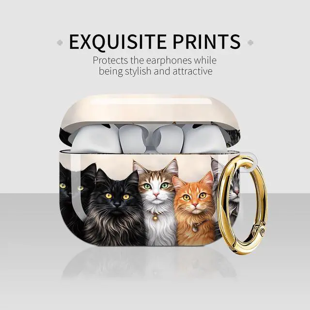 Alt view image 3 of 7 - Case Compatible with AirPod Pro 3 2025, Cute Protective Cover with Keychain for AirPod Pro 3rd Generation, Full Protection Case for Women Girls(Five Cats)
