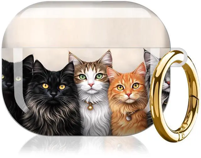 Alt view image 7 of 7 - Case Compatible with AirPod Pro 3 2025, Cute Protective Cover with Keychain for AirPod Pro 3rd Generation, Full Protection Case for Women Girls(Five Cats)