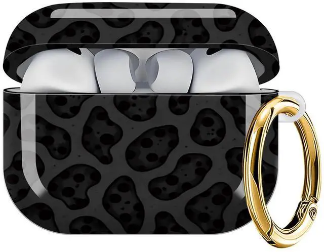 Main image of Case Compatible with AirPod Pro 3 2025, Cute Protective Cover with Keychain for AirPod Pro 3rd Generation, Full Protection Case for Women Girls(Black Leopard Spots)