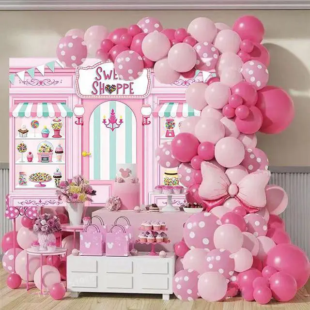 Alt view image 3 of 7 - Sweet Shoppe Backdrop 7x5FT Pink Donut Ice Cream Candy Sweet Shoppe Photography Background Girls Birthday Party Cake Table Decorations