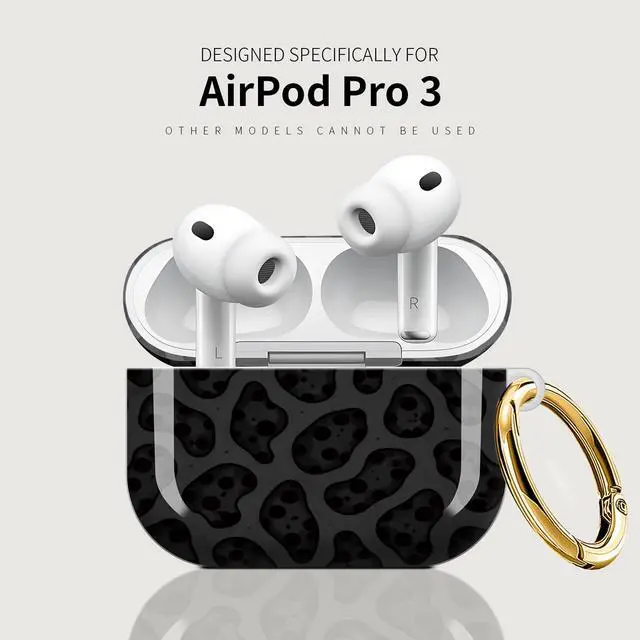 Alt view image 5 of 7 - Case Compatible with AirPod Pro 3 2025, Cute Protective Cover with Keychain for AirPod Pro 3rd Generation, Full Protection Case for Women Girls(Black Leopard Spots)