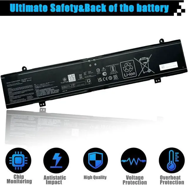 Alt view image 4 of 7 - C41N2109 Battery Replacement for ASUS Rog Flow X16 GV601RE GV601RW GV601RM GV601VI Strix G16 G614J G614JV G614JI G614JU G614JZ Strix G18 G814JU G834JYR Series 0B200-04200000 90Wh 5630mAh 15.52V