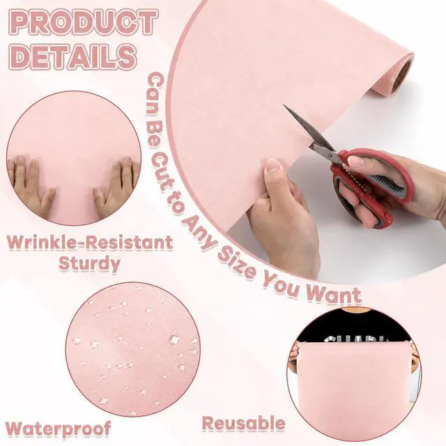 Alt view image 3 of 6 - Blush Bulletin Board Paper Roll Non-Woven Fabric Bulletin Board Background Reusable Waterproof Pink Classroom Poster Fade Resistant Poster for Classroom Decor Wrapping Craft Supplies 15.6 in x 12 Ft