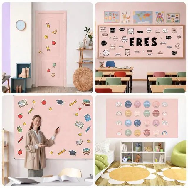 Alt view image 6 of 6 - Blush Bulletin Board Paper Roll Non-Woven Fabric Bulletin Board Background Reusable Waterproof Pink Classroom Poster Fade Resistant Poster for Classroom Decor Wrapping Craft Supplies 15.6 in x 12 Ft