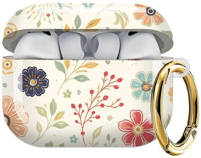 Main image of Case Compatible with AirPod Pro 3 2025, Cute Protective Cover with Keychain for AirPod Pro 3rd Generation, Full Protection Case for Women Girls(Colorful Floral Blooms)