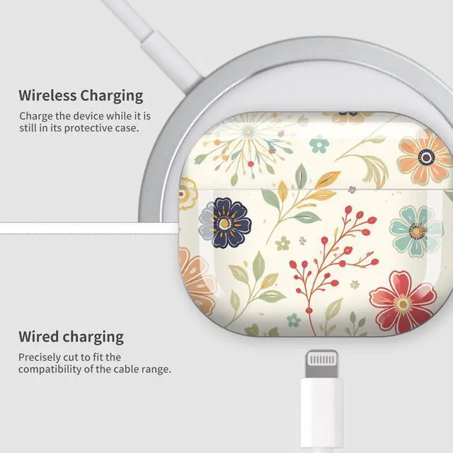 Alt view image 4 of 7 - Case Compatible with AirPod Pro 3 2025, Cute Protective Cover with Keychain for AirPod Pro 3rd Generation, Full Protection Case for Women Girls(Colorful Floral Blooms)