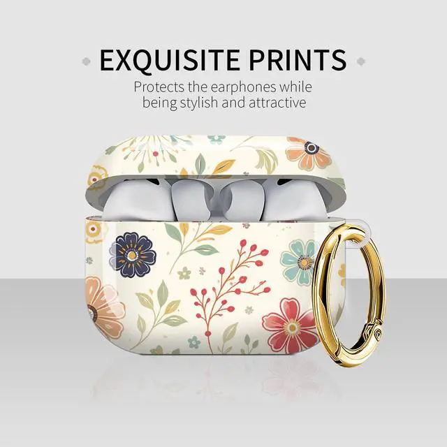 Alt view image 3 of 7 - Case Compatible with AirPod Pro 3 2025, Cute Protective Cover with Keychain for AirPod Pro 3rd Generation, Full Protection Case for Women Girls(Colorful Floral Blooms)