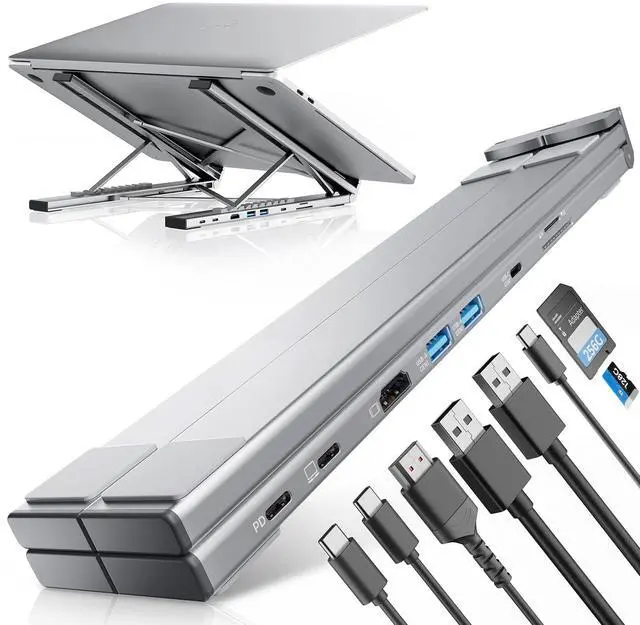 Main image of USB C Laptop Docking Station Stand,Dock Tablet Stand, 8 in 1 USB C Hub with 4K HDMI, 2 USB 3.0, PD 100W, SD/TF Card Reader, Dock Station Computer Holder for MacBook Pro/Air, Dell, ASUS, HP, Lenovo