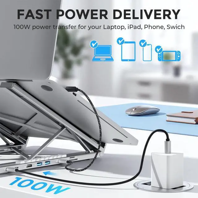Alt view image 3 of 6 - USB C Laptop Docking Station Stand,Dock Tablet Stand, 8 in 1 USB C Hub with 4K HDMI, 2 USB 3.0, PD 100W, SD/TF Card Reader, Dock Station Computer Holder for MacBook Pro/Air, Dell, ASUS, HP, Lenovo