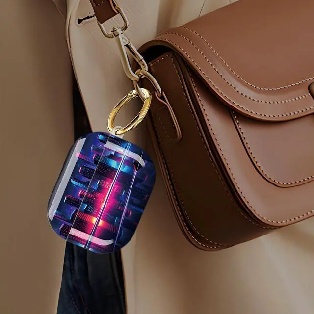 Alt view image 6 of 6 - Case Compatible with AirPod Pro 3 2025, Cute Protective Cover with Keychain for AirPod Pro 3rd Generation, Full Protection Case for Women Girls(Neon Cityscape)