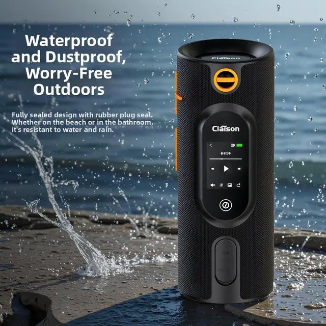 Alt view image 2 of 7 - Portable Bluetooth Speaker | 120dB Loud Volume, Touchscreen, Powerful Bass, TWS Pairing, IPX6 Waterproof
