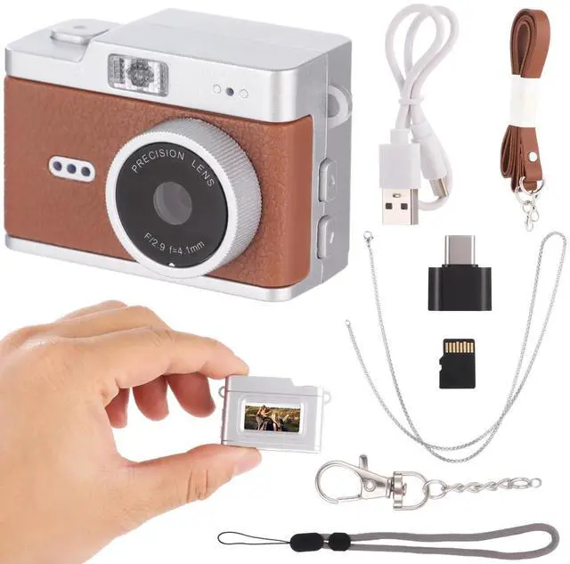 Main image of Mini Retro Camera with Video Recording, Ultra-Compact Digital Camera, Filter Mode, Rechargeable Pocket Camera with 32GB Memory Card, OTG Adapter, 4 Carry Ways for Travel Daily Vlogging