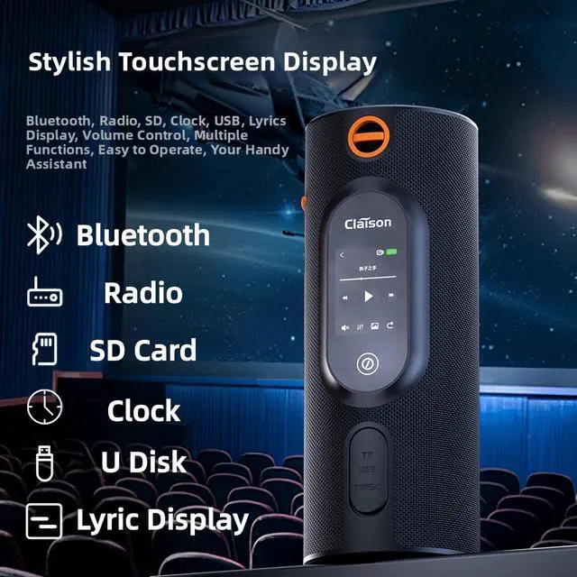 Alt view image 4 of 7 - Portable Bluetooth Speaker | 120dB Loud Volume, Touchscreen, Powerful Bass, TWS Pairing, IPX6 Waterproof