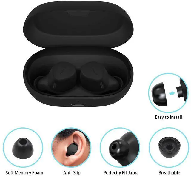 Alt view image 3 of 7 - Memory Foam Ear Tips Compatible with Jabra Elite 8 Active/7/7 Pro / 75t / 65t/3/4, Anti-Slip Replacement Ear Tip, No Silicone Eartips Pain & Nonallergic, 3 Pairs (S/M/L)