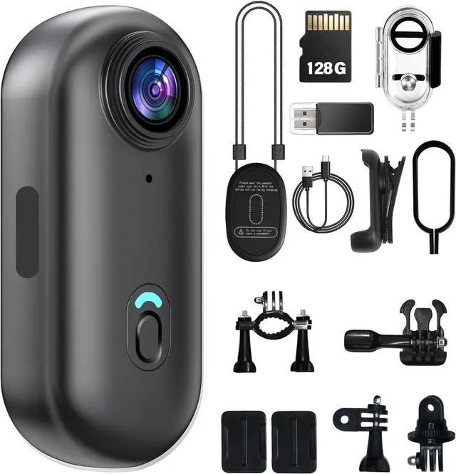 Main image of 1080P Mini Body Camera 128GB - Action Body Cam with Audio & Video- Thumb Hands Free Waterproof Recording Wearable Cameras - for Work Travel Pet Walk Swim (1080P Black,128G)