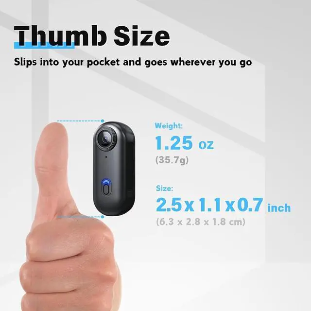 Alt view image 6 of 6 - 1080P Mini Body Camera 128GB - Action Body Cam with Audio & Video- Thumb Hands Free Waterproof Recording Wearable Cameras - for Work Travel Pet Walk Swim (1080P Black,128G)