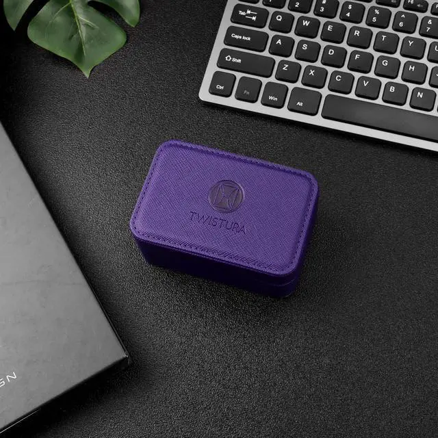Alt view image 4 of 7 - TWISTURA Lingxi PU Leather Earphone Case, Magnet Portable IEM Storage Bags | Rigid Shell & Stylish Earbuds Accessories Carrying Cases for Travel Commute (Purple)