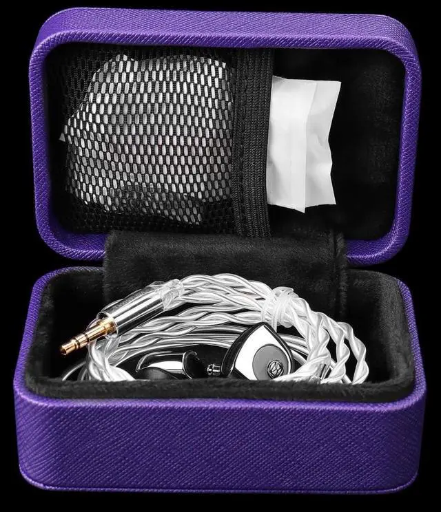 Alt view image 5 of 7 - TWISTURA Lingxi PU Leather Earphone Case, Magnet Portable IEM Storage Bags | Rigid Shell & Stylish Earbuds Accessories Carrying Cases for Travel Commute (Purple)