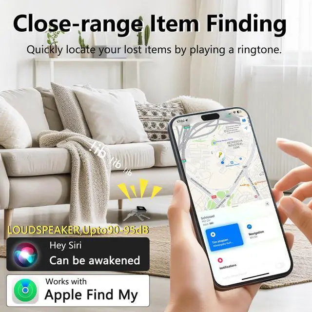 Alt view image 6 of 7 - Ultra-Mini Air Tag Rechargeable Key Finder (iOS Only) Smart Bluetooth GPS Tracker for Keys, Luggage, Backpack Works with Apple Find My (Apple MFi Certified) IP65 Waterproof -1 Pcs (Nice Day)