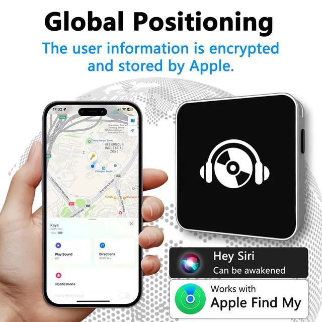 Alt view image 4 of 7 - Ultra-Mini Air Tag Rechargeable Key Finder (iOS Only) Smart Bluetooth GPS Tracker for Keys, Luggage, Backpack Works with Apple Find My (Apple MFi Certified) IP65 Waterproof -1 Pcs (Music)