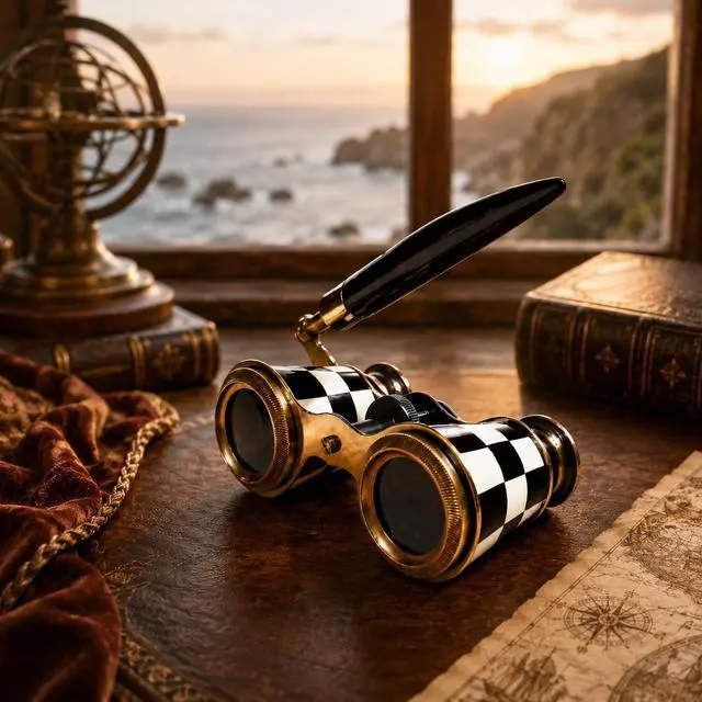 Alt view image 5 of 6 - Opera Glasses Binoculars for Adults Women - 2.5X Mother of Pearl Solid Brass Theater Binoculars with Handle - Vintage Opera Glass for Ballet Kentucky Derby Concerts Pocket Size Gift