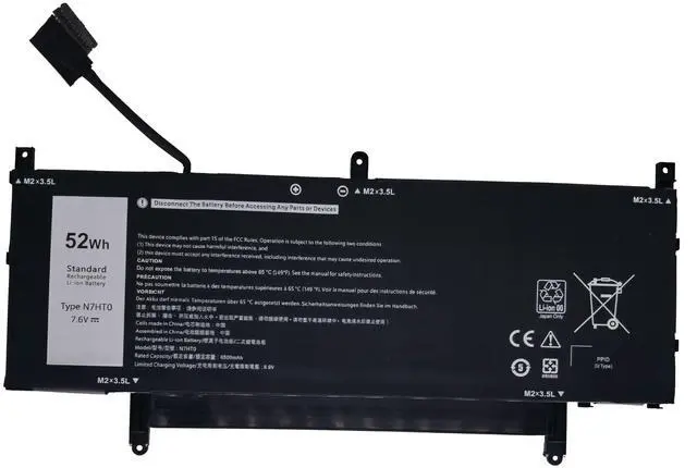 Main image of N7HT0 Laptop Battery Replacement for Dell Latitude 9510 9520 / Latitude 9520 2-in-1 P94F P95F P95F001 P94F001 TVKGH V5K68 N2NLL 08NFC7 N2NLL N7HTO 0PKW00 089GNG - 7.6V 52Wh