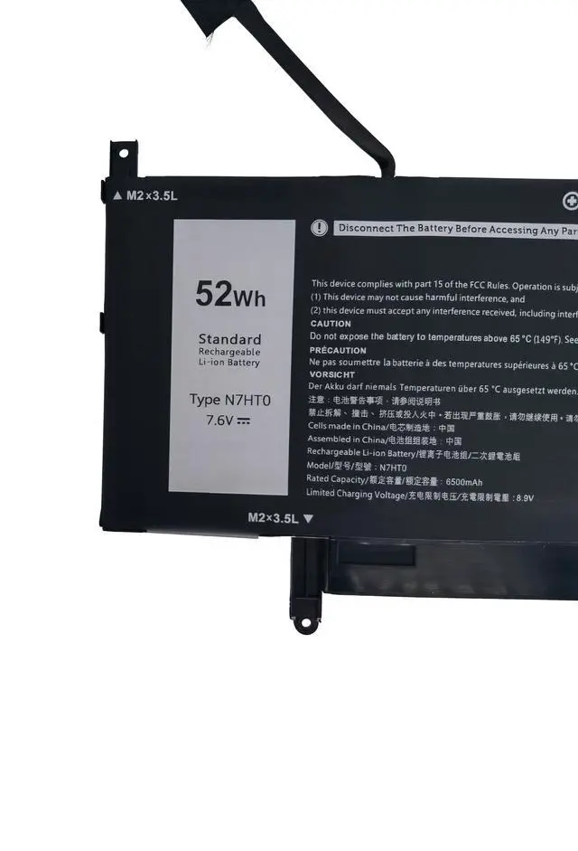 Alt view image 2 of 6 - N7HT0 Laptop Battery Replacement for Dell Latitude 9510 9520 / Latitude 9520 2-in-1 P94F P95F P95F001 P94F001 TVKGH V5K68 N2NLL 08NFC7 N2NLL N7HTO 0PKW00 089GNG - 7.6V 52Wh