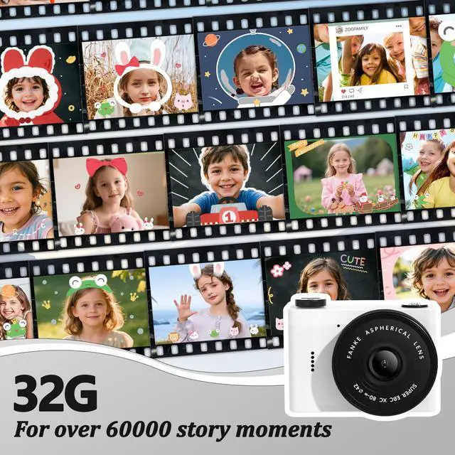 Alt view image 4 of 7 - Mini Digital Camera with 0.96 in LCD Screen1080P 178° Wide Angle Retro Digital Camera with 32GB SD Card USB Card Reader Stickers Dual Cameras Built-in Filters for Travel Study Daily VloggingWhite