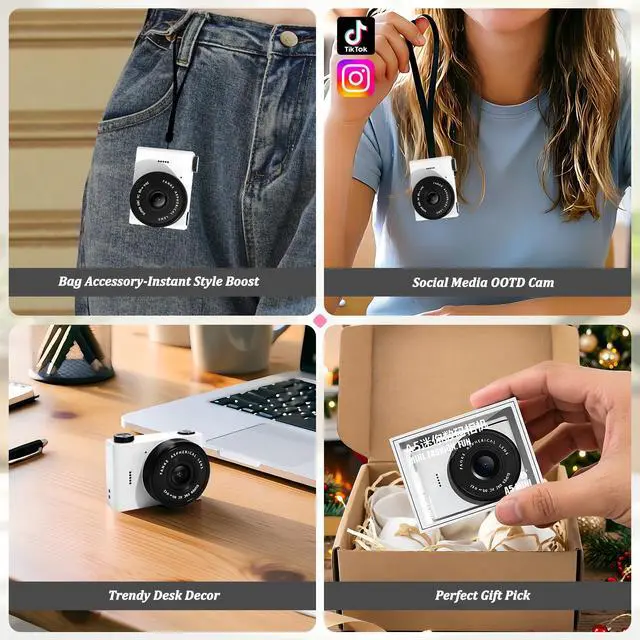 Alt view image 7 of 7 - Mini Digital Camera with 0.96 in LCD Screen1080P 178° Wide Angle Retro Digital Camera with 32GB SD Card USB Card Reader Stickers Dual Cameras Built-in Filters for Travel Study Daily VloggingWhite