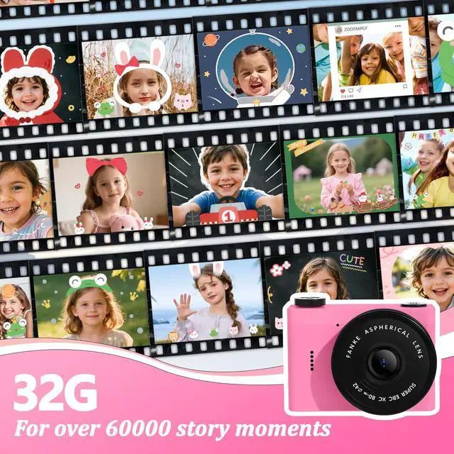Alt view image 4 of 7 - Mini Digital Camera with 0.96 in LCD Screen1080P 178° Wide Angle Retro Digital Camera with 32GB SD Card USB Card Reader Stickers Dual Cameras Built-in Filters for Travel Study Daily VloggingPink