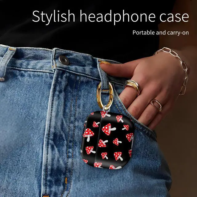 Alt view image 3 of 6 - Compatiable with AirPod 4 Protective Case 2024, Soft Protective Case with Keychain for Women,Cute Shockproof Charging Case Cover for AirPod 4(Cartoon Forest Red Mushrooms)