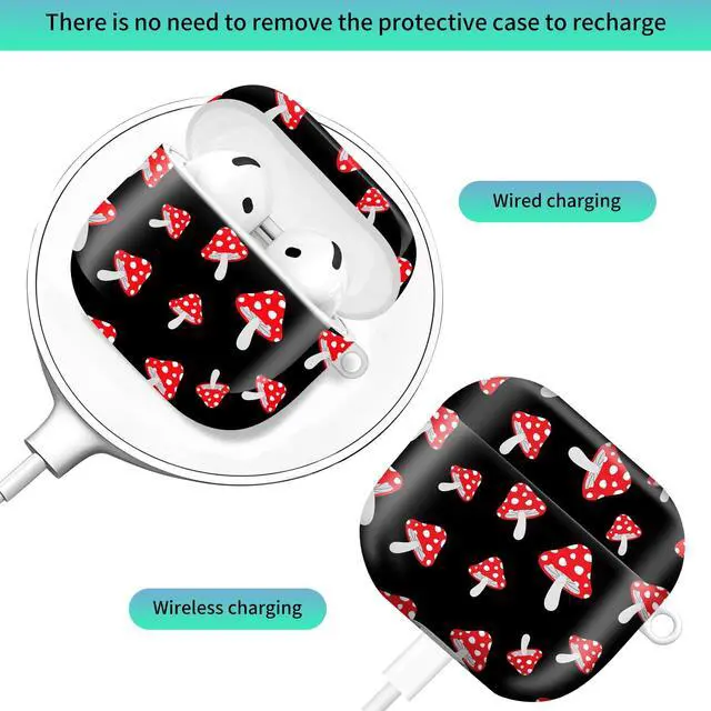 Alt view image 2 of 6 - Compatiable with AirPod 4 Protective Case 2024, Soft Protective Case with Keychain for Women,Cute Shockproof Charging Case Cover for AirPod 4(Cartoon Forest Red Mushrooms)