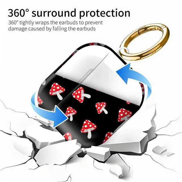 Alt view image 5 of 6 - Compatiable with AirPod 4 Protective Case 2024, Soft Protective Case with Keychain for Women,Cute Shockproof Charging Case Cover for AirPod 4(Cartoon Forest Red Mushrooms)