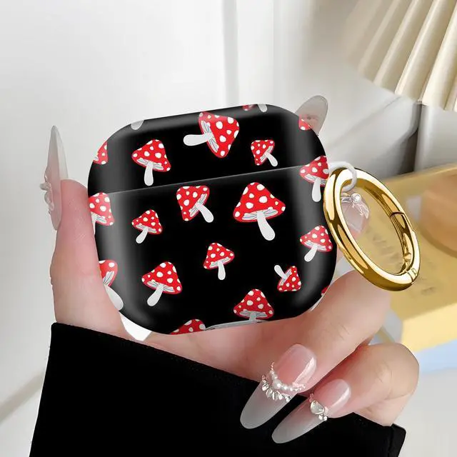 Alt view image 6 of 6 - Compatiable with AirPod 4 Protective Case 2024, Soft Protective Case with Keychain for Women,Cute Shockproof Charging Case Cover for AirPod 4(Cartoon Forest Red Mushrooms)