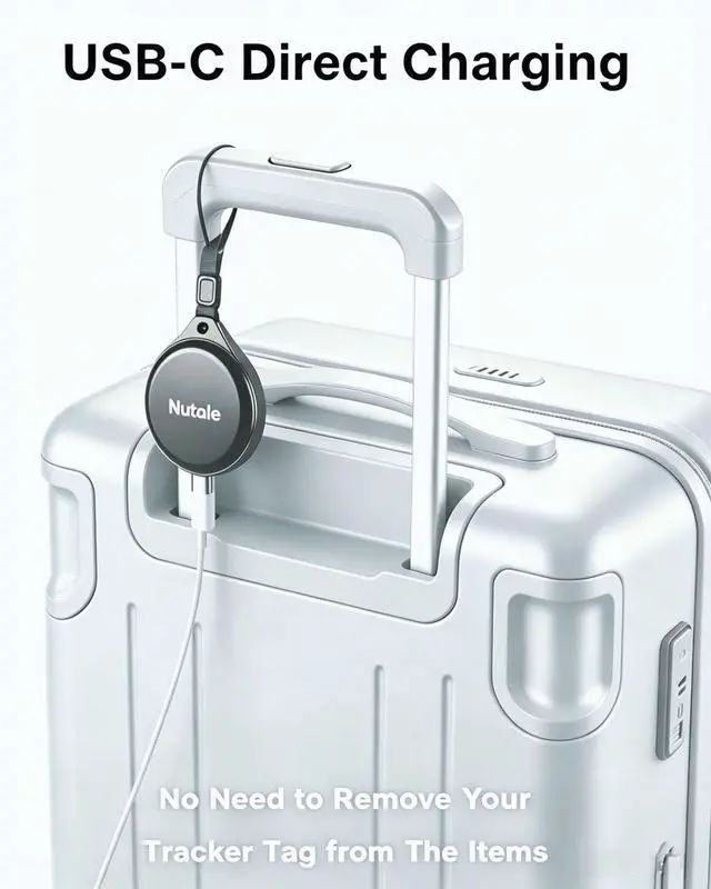 Alt view image 5 of 6 - Bluetooth Tracker Tags, USB-C Smart Key Finder (iOS & Android) | MFI Tracker Works with Find My or Google'S Find Hub, Key Finder, Rechargeable Item Finder for Keys, Luggage, Car(Black One)