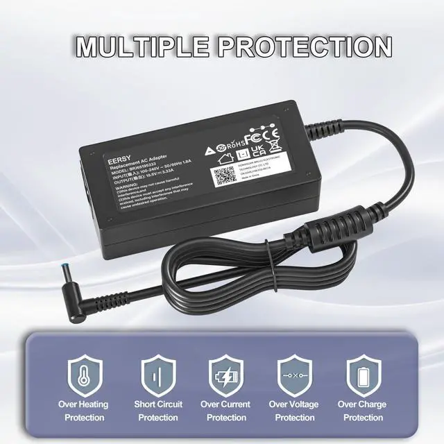 Alt view image 7 of 7 - 65W Laptop Charger for HP Elitebook ProBook Pavilion x360 14 15 17 Laptop | Smart Blue Tip Power Adapter 440 450 650 745 820 830 840 845 850 G6 G5 G8 G7 G4s G4 G3 710412-001 741727-001 721092-001